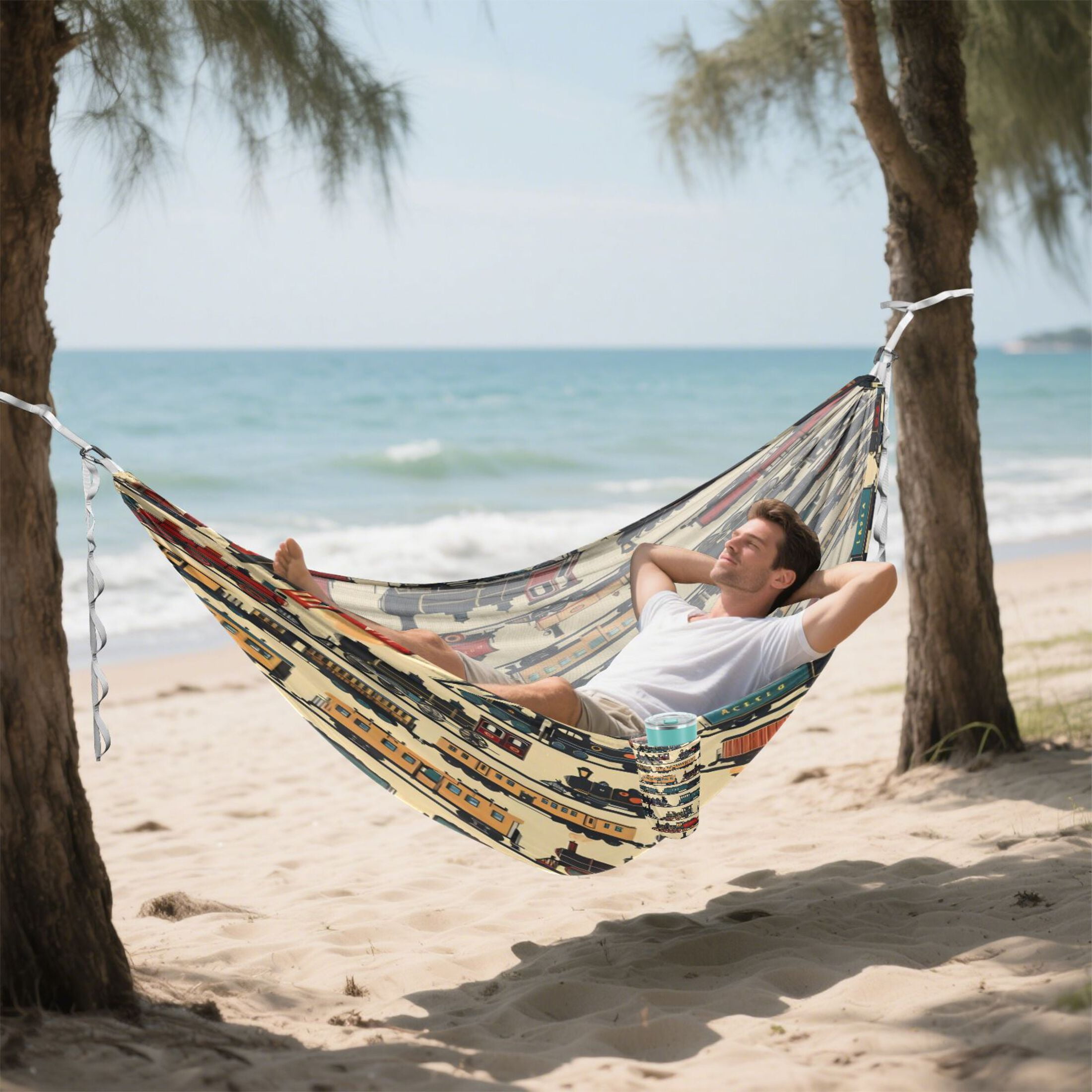 Hammock Camping Hammock Nylon Portable Hammock Travel Camping Hammock Multicolor Train