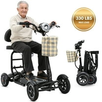 Dragon Mobile Foldable Lightweight Mobility Scooters for Adult & Seniors - Medical Mobility Power Scooter w/ Additional Seat for Kids - Matte Black
