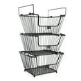 thumbnail image 2 of K-Cliffs Stackable Metal Storage Baskets Heavy Duty Quality Bread Wire Baskets Snack Bins for Office Craft Room Kitchen Pantry Office Garage Store Display, 3pcs Pack, Black, 2 of 5