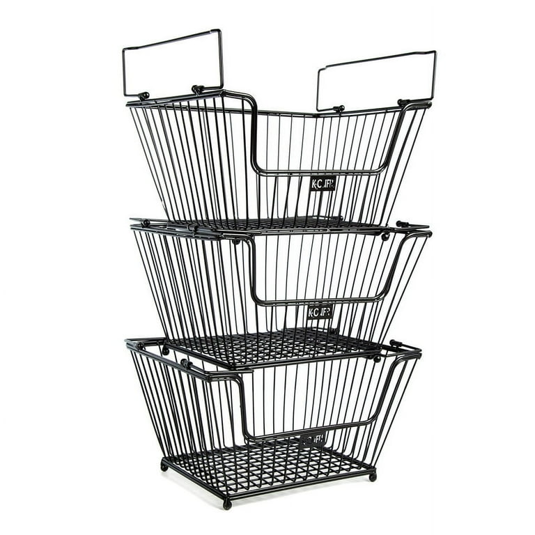 K-Cliffs Stackable Metal Storage Baskets Heavy Duty Quality Bread Wire  Baskets Snack Bins for Office Craft Room Kitchen Pantry Office Garage Store