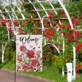 thumbnail image 3 of Welcome Valentine''s Day Rose Flowers Small Decorative Garden Flag, Pink Gold Love Heart Floral Yard Lawn Outside Decor, Anniversary Wedding Holiday Outdoor Home Decoration Double Sided 12.5 x 18, 3 of 6