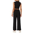 thumbnail image 3 of Conjunto Casual de 2 piezas sin mangas INSPIRE CHIC para mujer, top corto y pantalones de pierna ancha, talla XL, negro, 3 of 6
