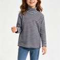thumbnail image 2 of Ulanda Girls Mock Neck Loose Fit Shirts Kids Long Sleeve Slouchy Warm Cute Fashion Pullover Tops (Grey, 7-8 Years), 2 of 7