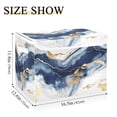 thumbnail image 3 of Large Lidded Foldable Storage Baskets Cubes Boxes Lids Bin for Home Bedroom Office Blue Marble with Gold, 3 of 7