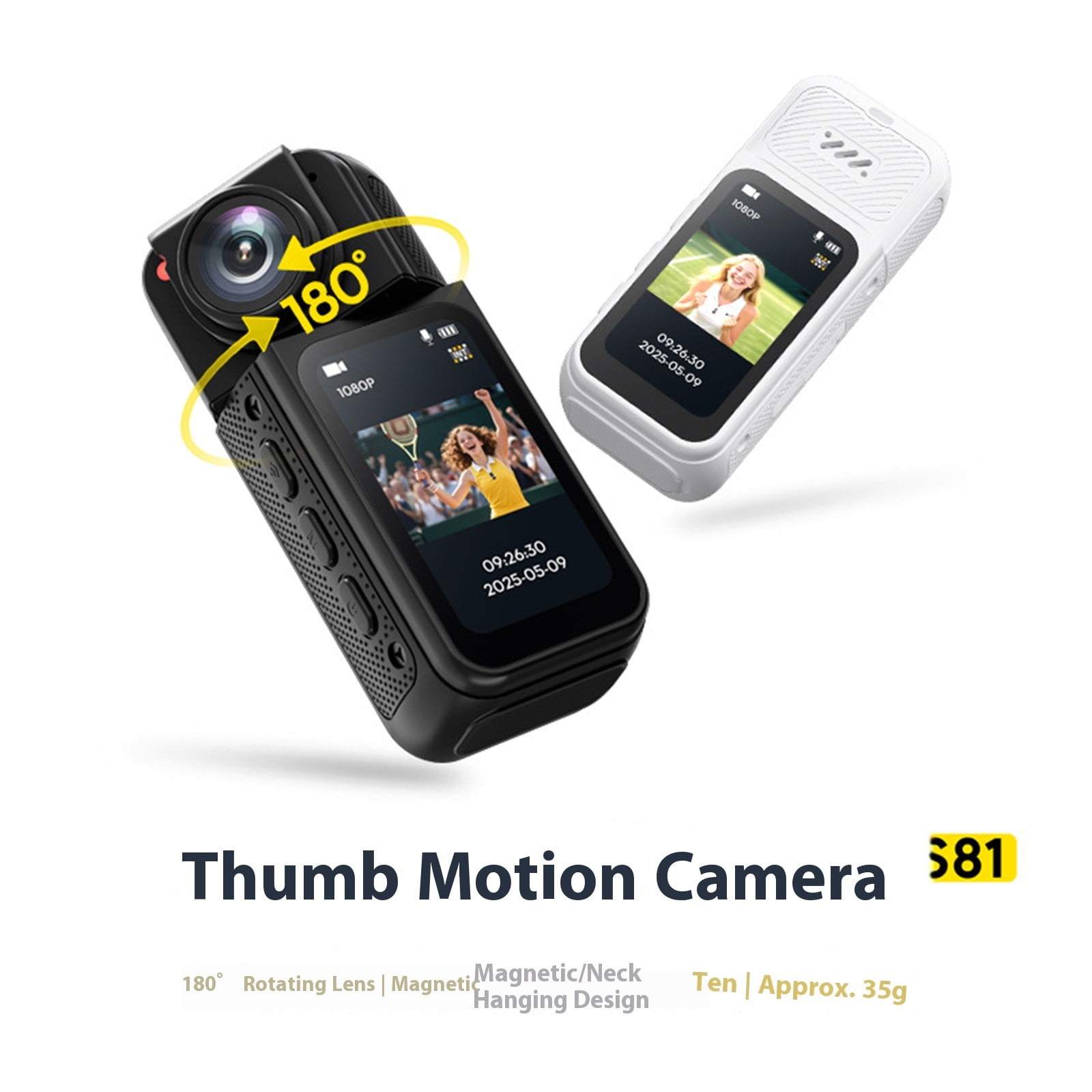 1. 1080P Wearable Action Camera 180° Rotating Lens Video Recorder for Outdoor Sports & Motorcycle Travel