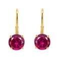 thumbnail image 2 of MauliJewels Earrings for Women 2.5 Carat 6MM Round Created Ruby Leverback Earrings Carat 14K Yellow Gold 4-prong, 2 of 5