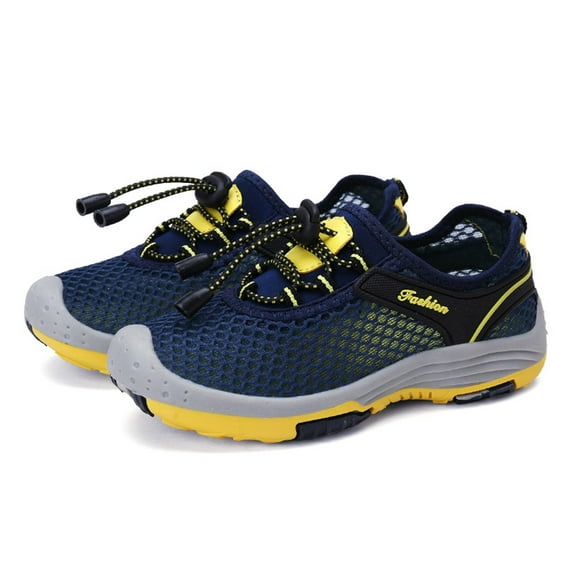 Krdevn Kids' Mesh Sneakers, Breathable Lightweight Sports Shoes with Bungee Laces, Comfortable Athletic Footwear for Outdoor Play & Everyday Wear,11-11.5 Years