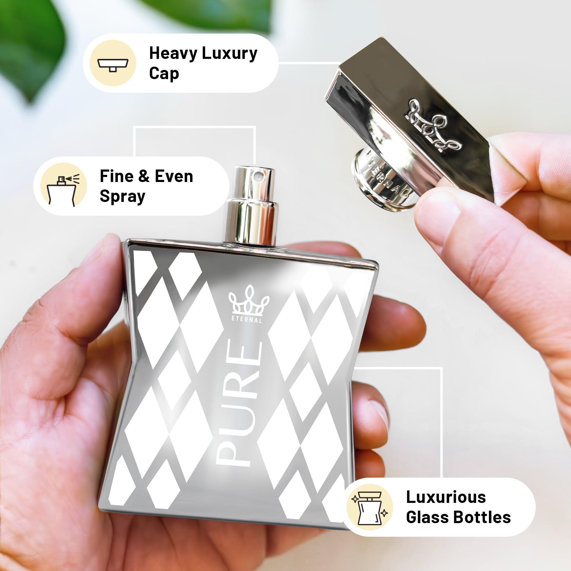 Eternal Fragrance PURE, Clean Citrus, Elegant Woody Aromatic Eau de Parfum, Inspired by Iconic Blue de Cologne for Men, 3.4 oz (100ml) Spray