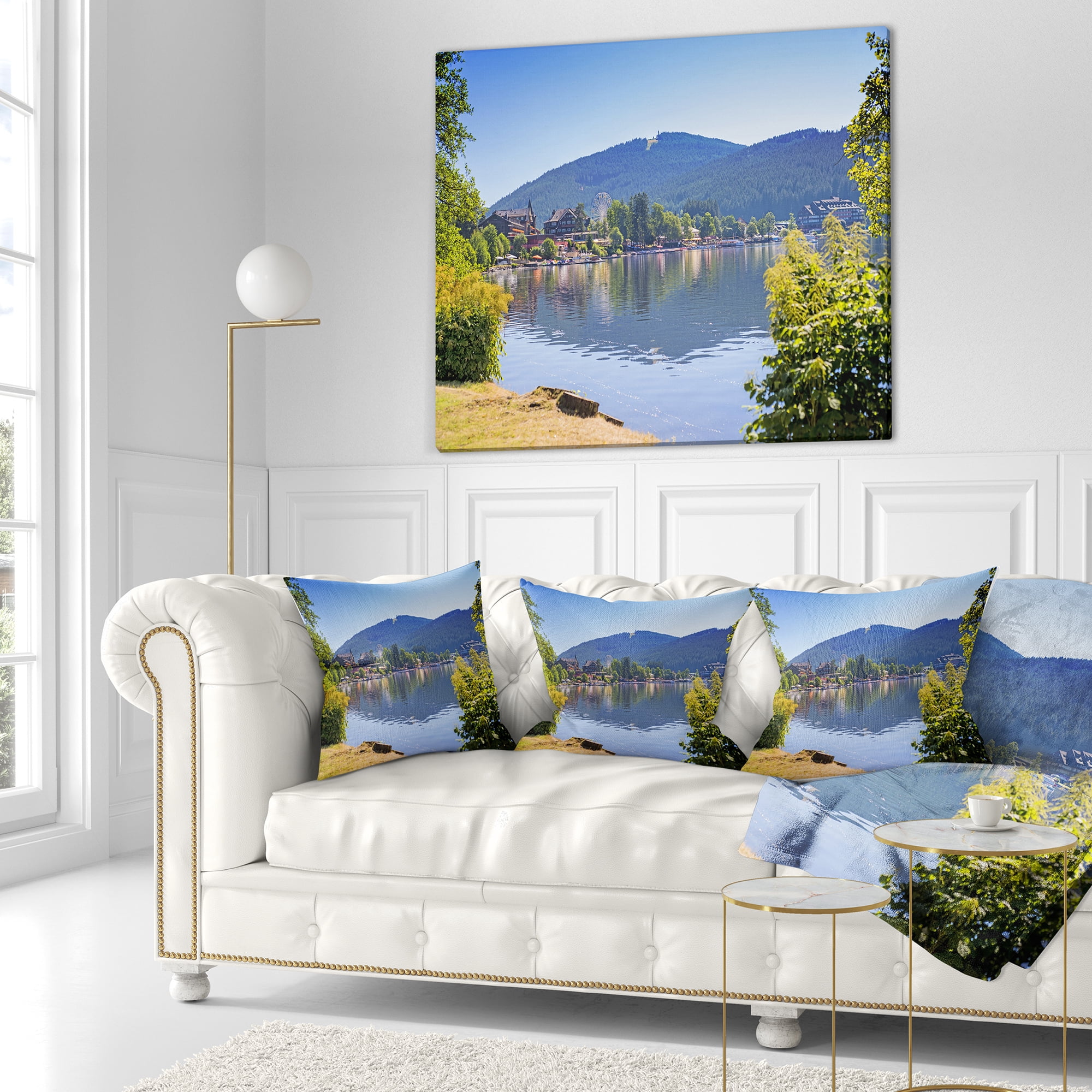 Designart Lake Titisee Black Forest Germany - Photography Throw Pillow - 16x16
