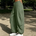 thumbnail image 5 of TEAJOPSUU Women's Harem Pants Drawstring Elastic Waist Ankle Cuffs Relaxed Fit Casual Trousers for Yoga Gym Everyday Green, 5 of 5