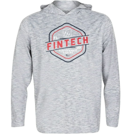 Fintech FPF Badge Coastal Performance UV Hoodie - 2XL - Glacier Gray Heather