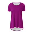 thumbnail image 4 of JUNWELL Tunique d'Été Grande Taille pour Femmes Col Rond Manches Courtes T-Shirts Longs Fluides Blouses en Solde Liquidation 2024, 4 of 5