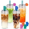 thumbnail image 1 of Vaso de vidrio ANOTION Bamboo Mason de 700 ml con pajita, 4 cápsulas, 1 of 8