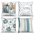 thumbnail image 7 of DaShan Fall Thanksgiving Throw Pillow Covers 18x18 Set of 4,Blue Pumpkin Leaves Pillow Cases for Bedroom Sofa Couch, 7 of 7