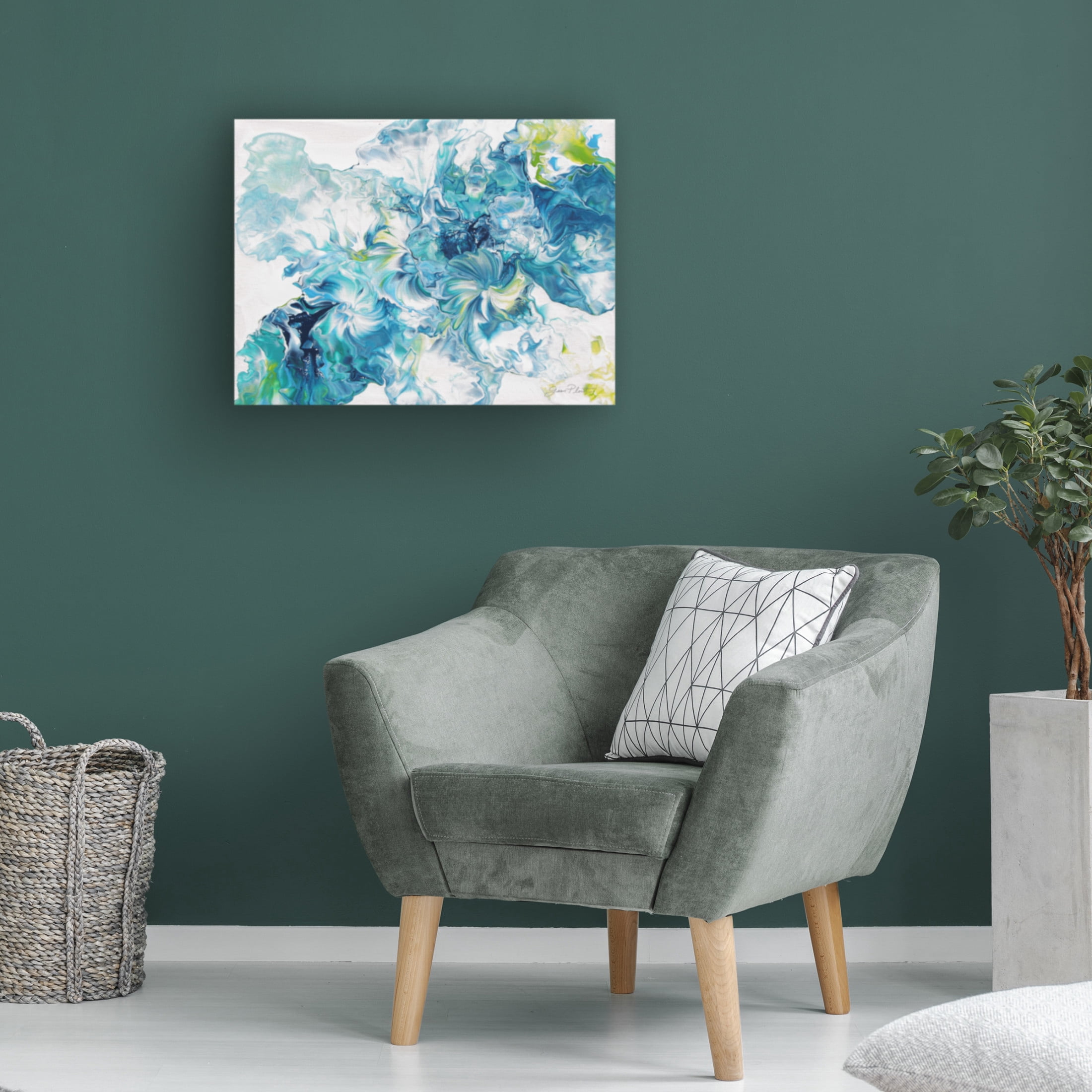 Canvas Wall Art - Jean Plout 'Abstract Pouring P' Wall Art for Living Room, Bedroom, or Office Décor by Trademark Fine Art - 24 x 18 Inches