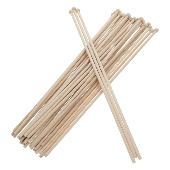 LABSERRON 30Pcs Wood Flag Pole for Inground Minimalist Design Beige Round Display