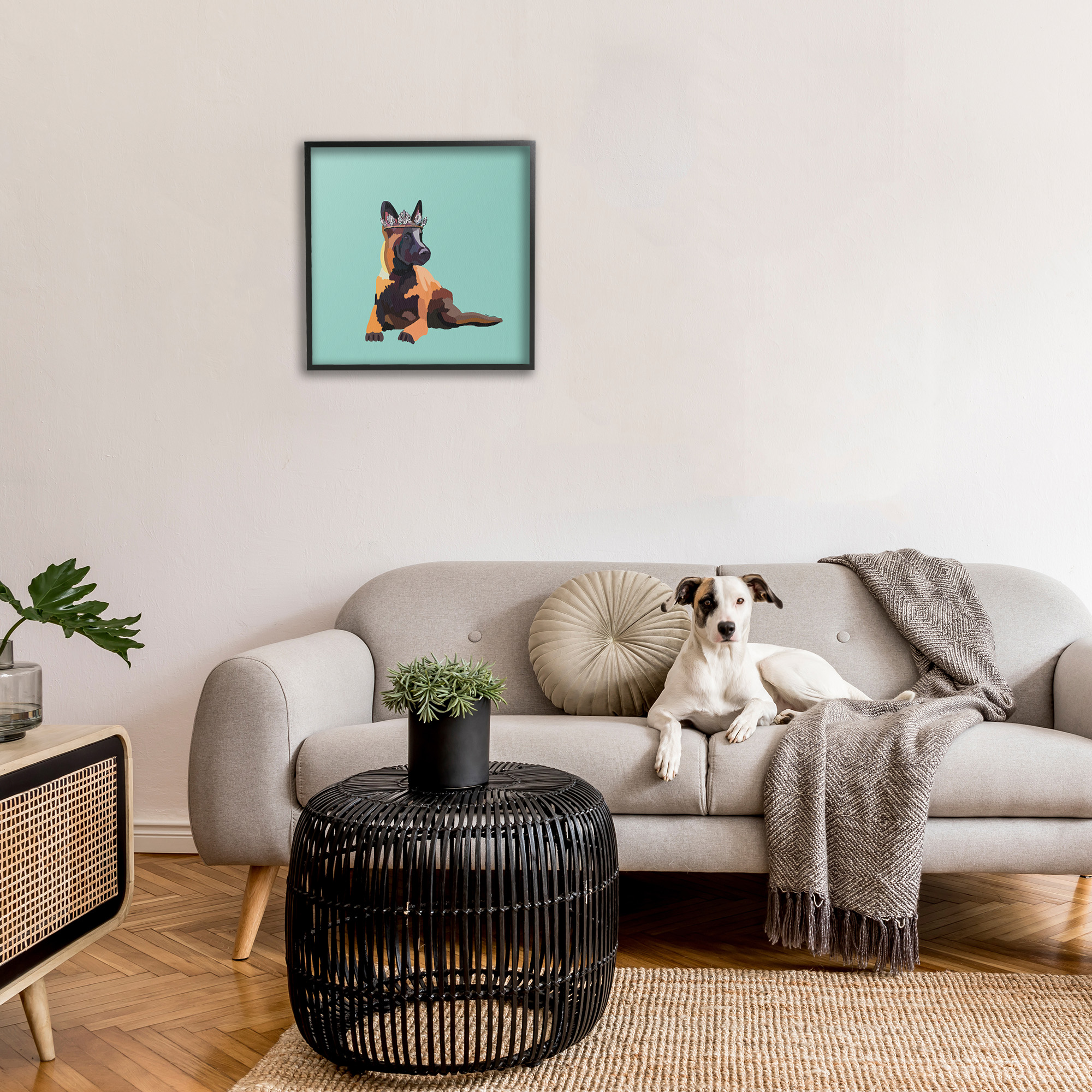 Stupell Industries Royal German Shepherd Animals & Insects Painting Black Framed Art Print Wall Art, 24 x 24