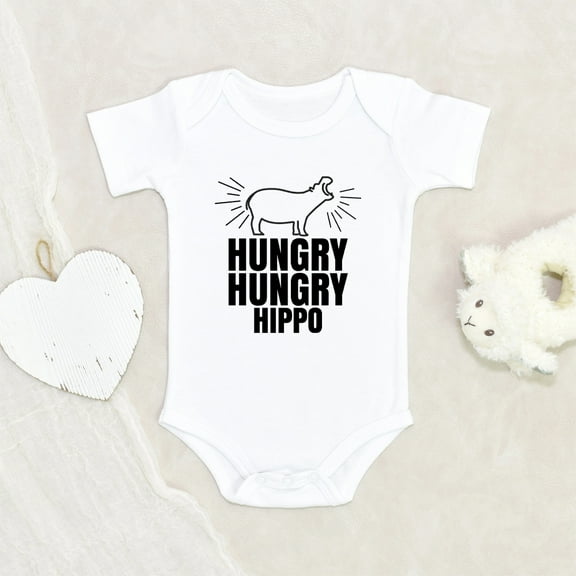 Newbabywishes - Hungry Hungry Hippo Baby Clothes for Boys and Girls - Funny Baby Clothing