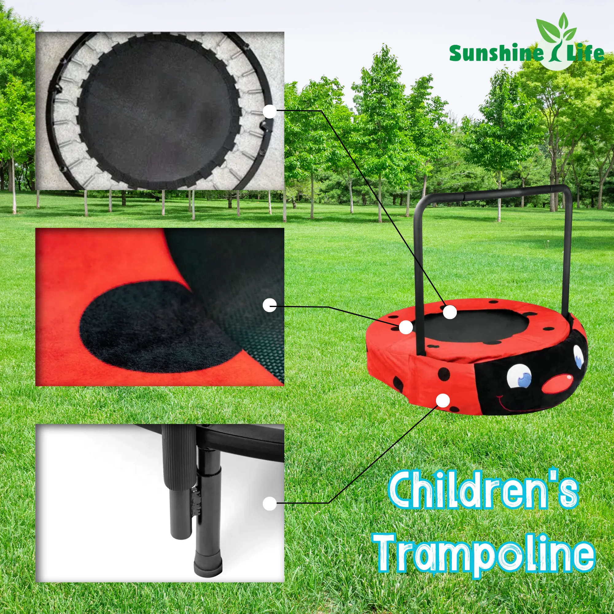 Kadyn 36.22" Assembled Children's Trampoline, Toddler Trampoline for Kids Age 3 - 7, Jumper Kids Trampoline with Handrail, Black And Red Kadyn 36.22" Assembled Children's Trampoline, Toddler Trampoline for Kids Age 3 - 7, Jumper Kids Trampoline with Handrail, Black And Red