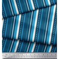 thumbnail image 2 of Soimoi Blue Poly Georgette Fabric Dot & Stripe Print Sewing Fabric Yard 52 Inch Wide, 2 of 5