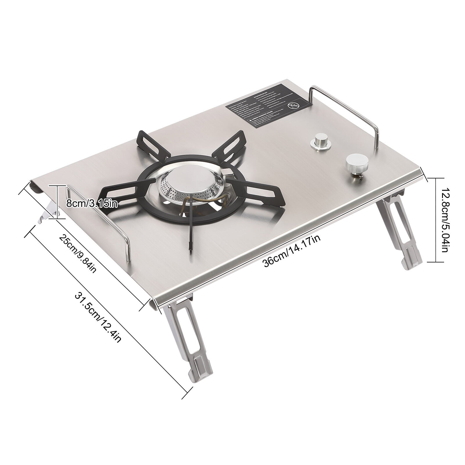 Modern Rectangular Portable 13,648 BTU Gas Stove Stainless Steel Single-Burner Camping Stove for Camping