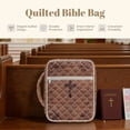thumbnail image 7 of Xixirimido Bible Cover Case for Women, Quilted Bible Cover Bag with Handle, Bible Carrying Case Study Supplies Accessories for Men, Brown Cross Pattern, 7 of 7