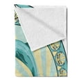 thumbnail image 2 of Dolphin Soft Flannel Fleece Throw Blanket, Aquatic Mammal Jumping out of the Sea the Sun Behind Its Back Frame, Cozy Plush for Indoor and Outdoor Use, 50" x 60", Teal Yellow Black, by Ambesonne, 2 of 5