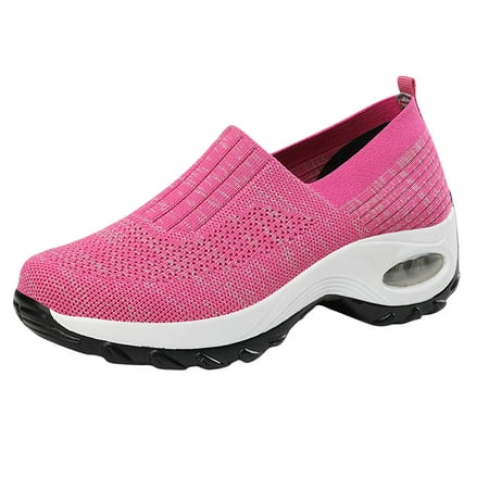 

Summer Trainers for Women Slip on Walking Shoes Ladies Wedge Platform Trainers Mesh Upper Breathable Comfy Feet Pumps Running Shoes Athletic Sport Gym Sneakers UK Size 3-7