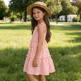 thumbnail image 5 of NAISIBABY Girls Summer Dress, with Pockets Ruffles Tiered Sleeveless Kids Cute Flowy Sundress Pink Size 7, 5 of 8