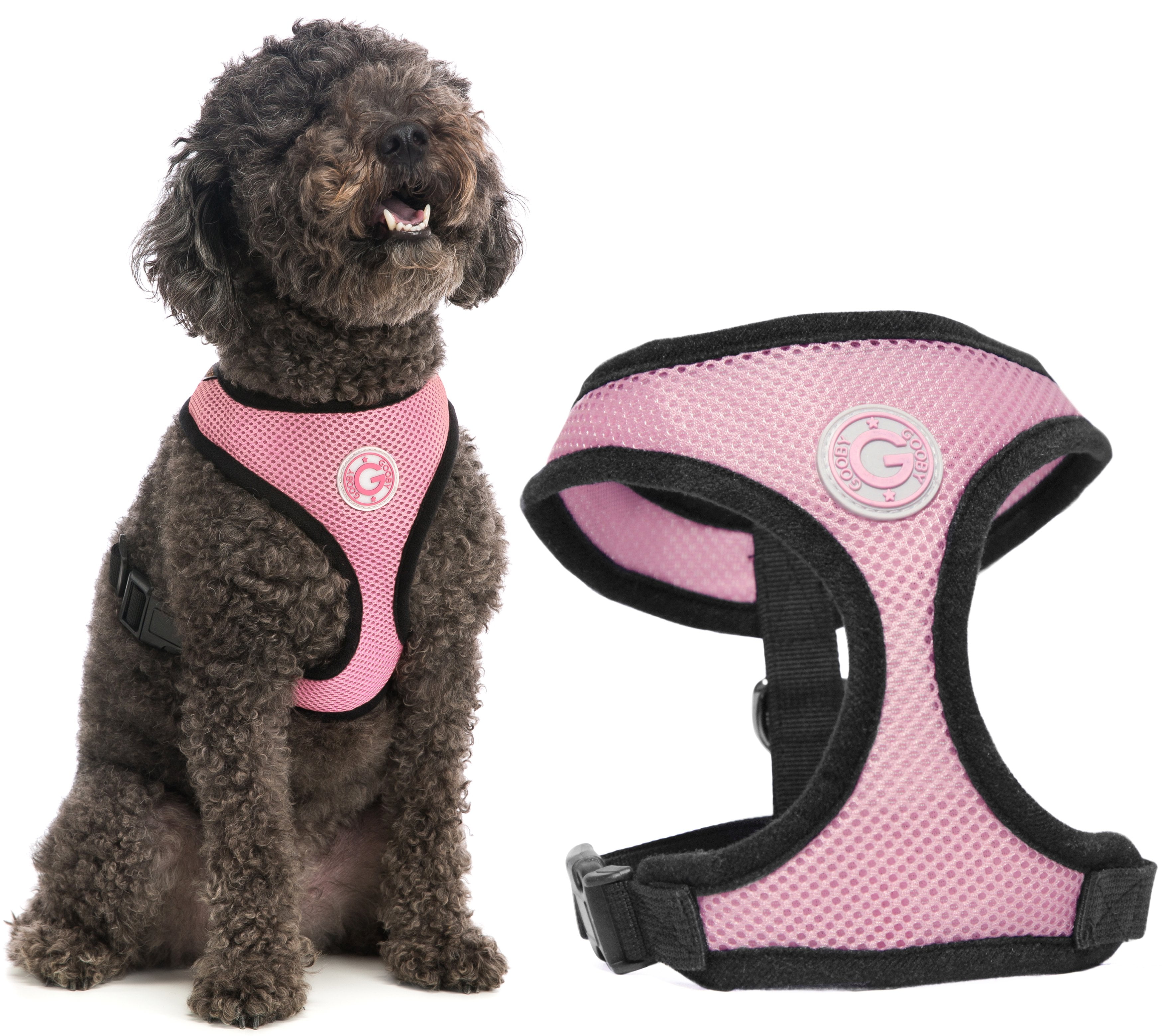 Gooby Small Breed Dog Harness Simple Step In Medium M Reflective Strips Pink 