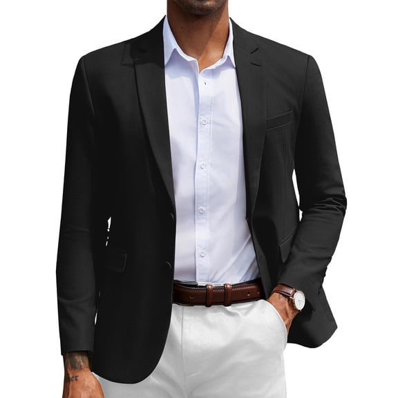 COOFANDY Men's Casual Blazer Slim Fit Black Suit Jackets Cotton Herringbone Sport Coats