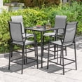 thumbnail image 4 of Nuu Garden 5-Piece Outdoor Bar Set, Bar Height Patio Bistro Set, 4 Textilene Height Back Bar Stools with Footrest and 1 High Top Table with Umbrella Hole, Black and Gray, 4 of 10