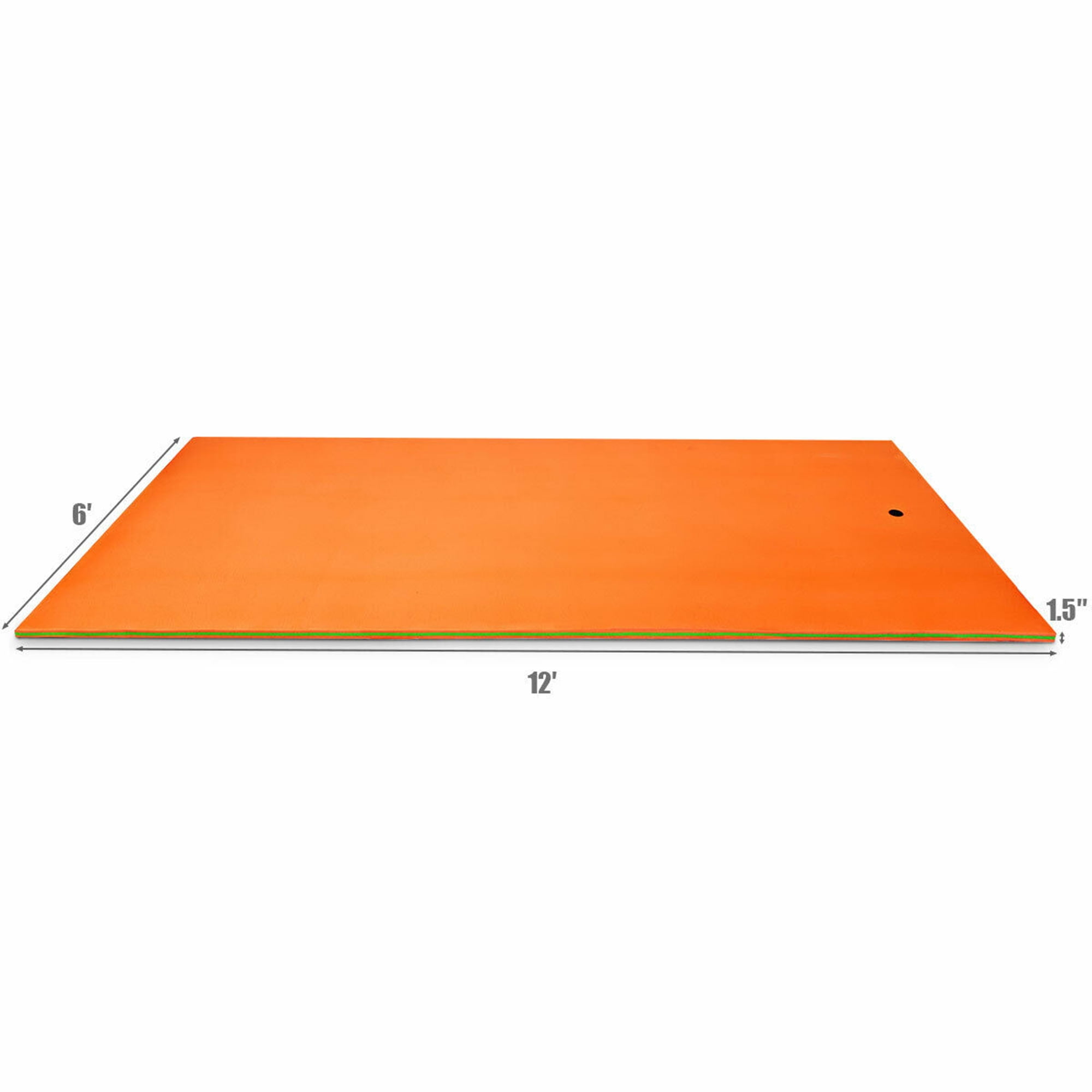 Gymax 12' x 6' Floating Water Pad Mat 3-Layer Foam Floating Island for Pool Lake Orange