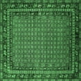 thumbnail image 1 of Ahgly Company Indoor Square Oriental Emerald Green Industrial Area Rugs, 4' Square, 1 of 4