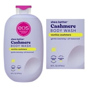 (3 pack) eos Shea Better Vanilla Cashmere Body Wash - Vanilla Cashmere, Creamy Gel Formula, Hyrdration for Dry Skin, 16 fl oz