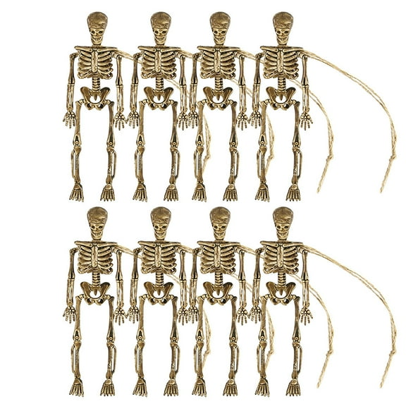 8Pcs Plastic Halloween Skeleton Hanging Skull Ghost Skeleton Model Decoration Haunted House Halloween Party Supplies