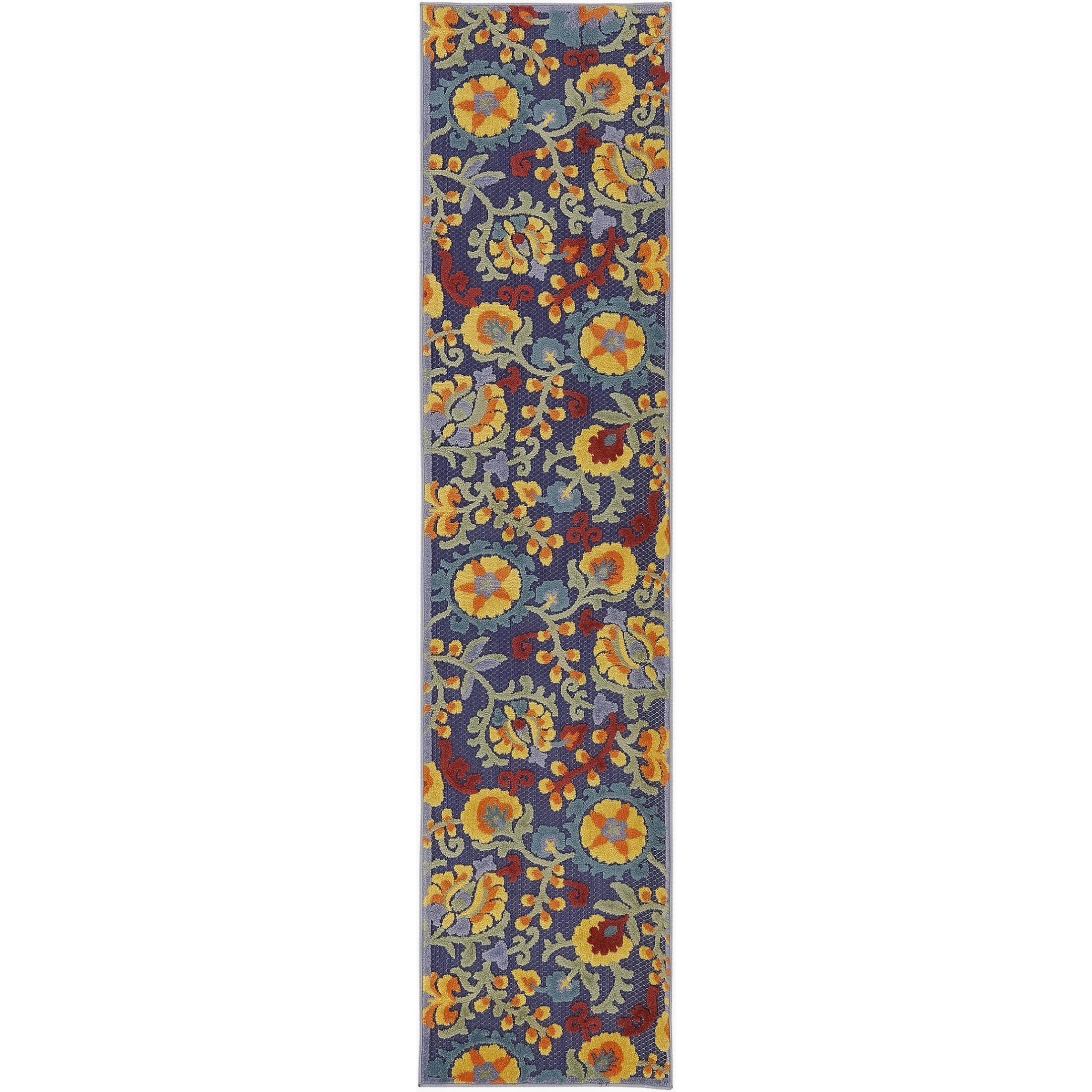 Nourison Aloha 2'3" x 10' Navy Multicolor Outdoor Rug