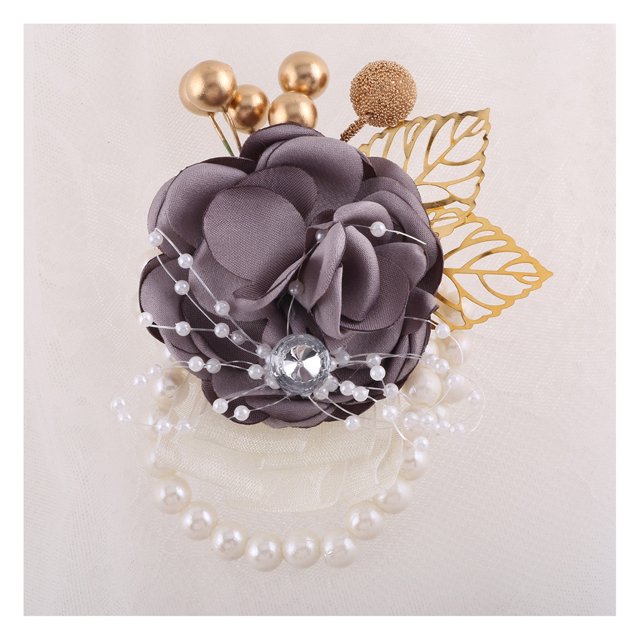 CSChome Wrist Flower For Wedding Faux Pearl Wrist Flower Adjustable Stunning Wedding Accessory Fade less Beautiful Wrist Flower Wedding Supply (Set of 1)