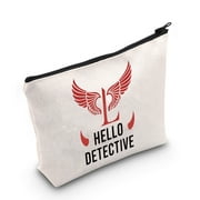LEVLO Lucifer TV Show Cosmetic Make Up Bag Lucifer Morningstar Gift Hello Detective Lucifer Makeup Zipper Pouch Bag For Women Girls