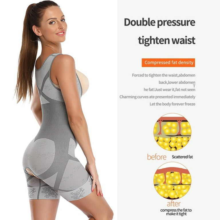 Corset Full Body Shaper Slimming Bodysuit Open Crotch Corset Waist Trainer  Underwear Postpartum Recovery Sheath,GRAY,L 