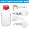 thumbnail image 3 of Uxcell Bouteilles Rondes de Stockage de Médias, 500ml Bouteilles Rondes en Verre Épaissi Gradué avec Bouchon à Vis Rouge GL45 pour Réactif d'Eau de Laboratoire Liquides, Transparent, 3 of 7
