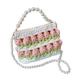 thumbnail image 1 of Kit de bolsa de crochet de tejido de bricolaje adultos 7.09x2.76x5.12 "Flower manual tejido a mano Rosa verde, 1 of 8