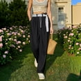 thumbnail image 2 of EDFBUYKRS Female Women Pants Casual Sweatpants Women Petite Short Set Women's Casual Pants Lace Trim Straight Leg Pants Comfortable Breathable Summer Fall Travel Outdoor Everyday Wear L, 2 of 5