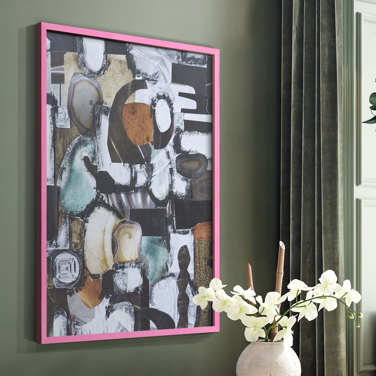 Day At the Spa Framed Print in Pink Solid Wood Framed Print No Nail Hanging