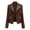 Brown, variant on Women's Faux Leather Moto Jacket, Lace-Up Shoulder Biker Coat, Asymmetrical Zip Lapel Motorcycle Jacket with Pockets, Fall Spring Outerwear