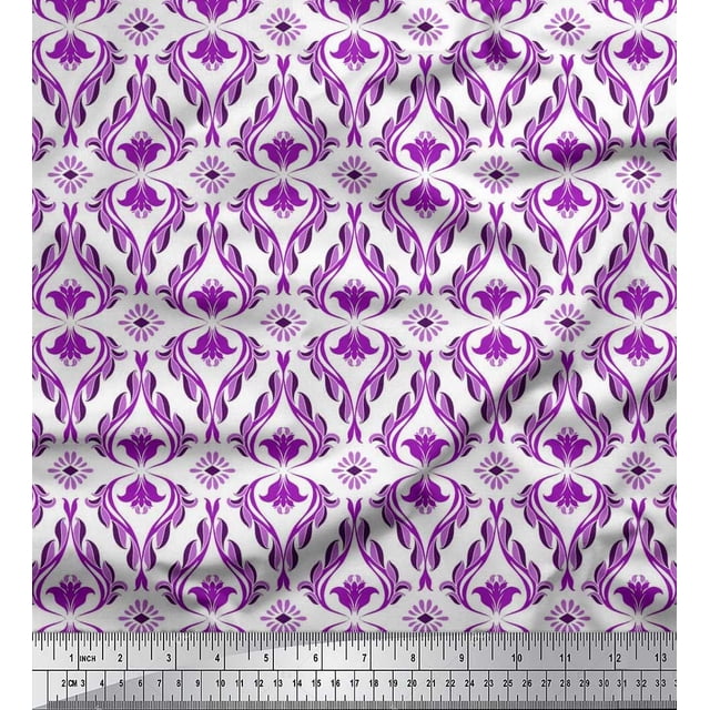 Soimoi Rayon Fabric Ogee Damask Print Sewing Fabric Yard 42 Inch Wide