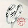thumbnail image 5 of 925Sterling Silver "Faith Over Fear" Adjustable Open Band Ring, Vintage & Minimalist Style Bypass Ring Inspirational Religious Jewelry Gifts For Men & Women, 5 of 5