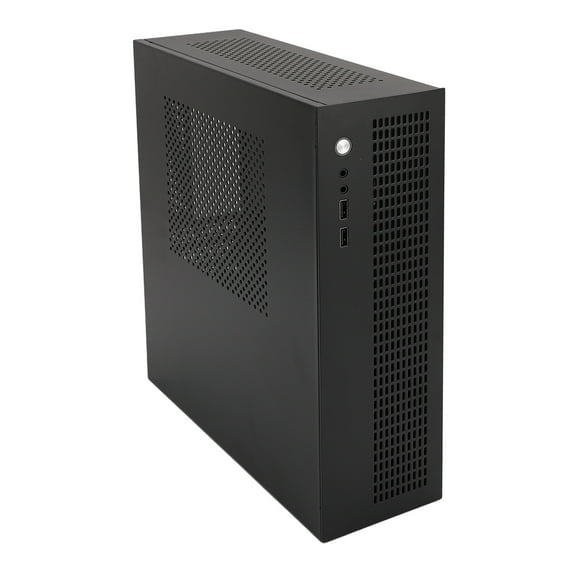 MATX PC Case, USB2.0 Interface Multiple Ports Small ITX Case Dual Cooling Fan for Gaming