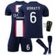 thumbnail image 1 of 2223 Paris Saint-Germain Messi Jersey Home No. 10 Neymar Mbappé No. 7 PSG Camiseta de fútbol para niñosInicio 6º con medias+equipo de protección, 1 of 1