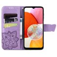 thumbnail image 2 of Allytech Samsung Galaxy S23 FE Flip Wallet Case, Luxury PU Leather [Butterfly & Flower Embossed] Magnetic Clasp Stand Case Built-in Card Slots & Cash Pocket, Shockproof Wrist Strap Case, Lightpurple, 2 of 4